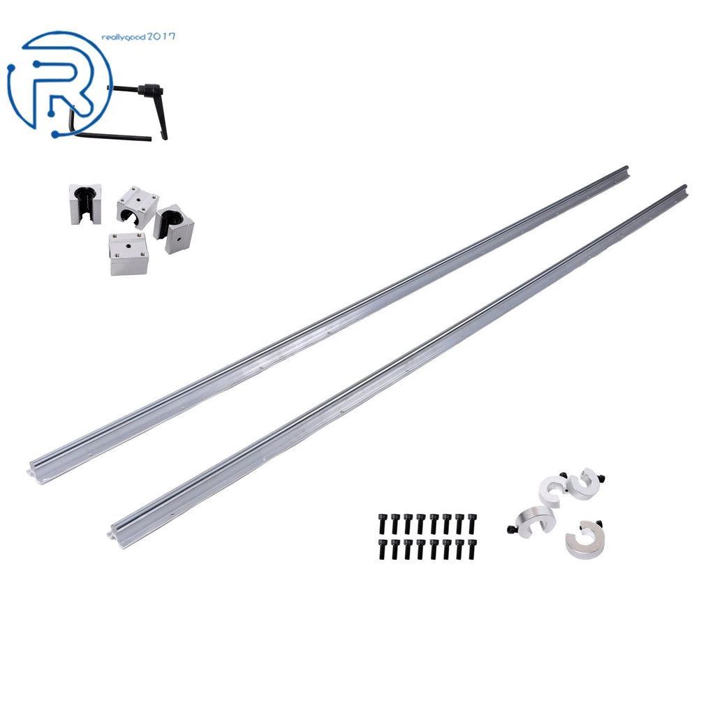 Set of 2 Linear Rails with 4 Bearing Blocks & 4 Fixing Rings