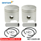 2X 6E7-11635 Oversize Piston & Ring for Yamaha Outboard 9.9 15HP (2T)