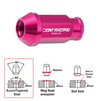 Set of 20 M12X1.25 Pink JDM Open-End Acorn Hex Wheel Lug Nuts + Extension 25mm