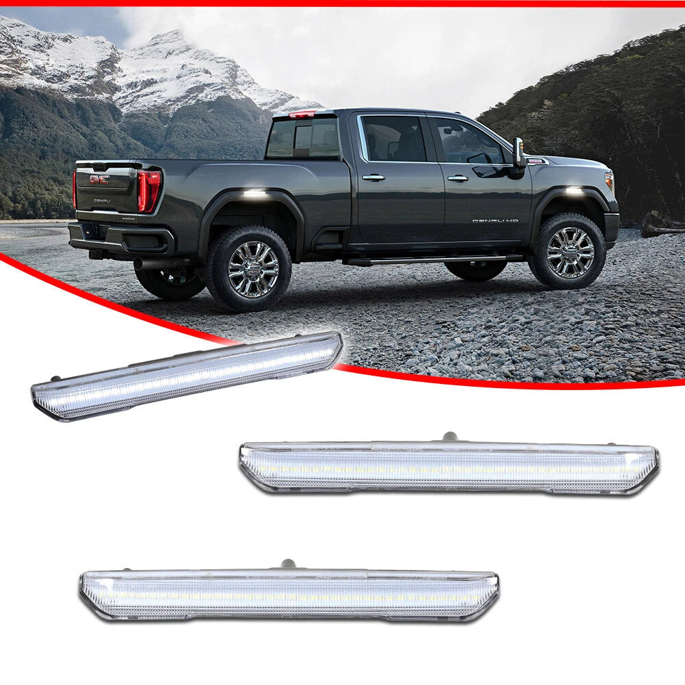 2X White LED Side Marker Light for GMC Sierra 2500 3500 Denali AT4