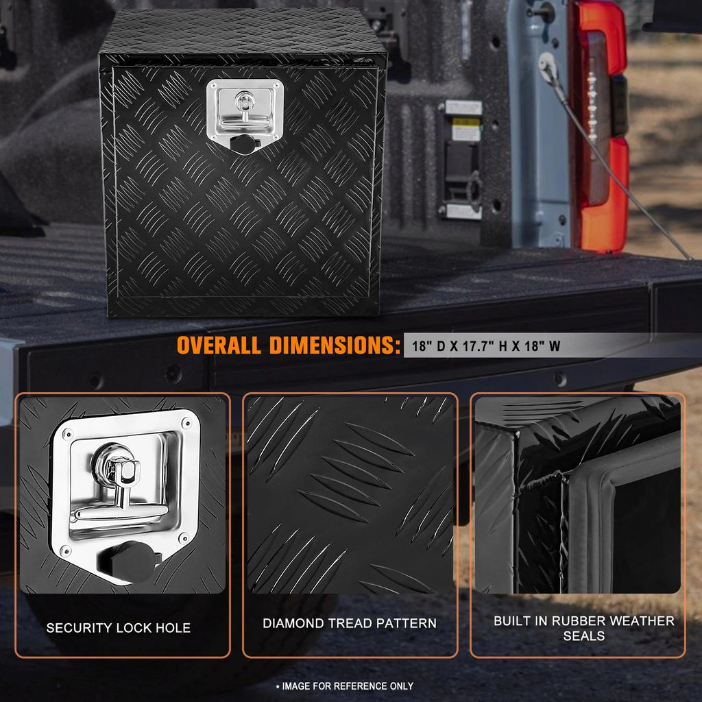 Aluminum Over-Hanging Lip Tool Box for Truck (18"x17.7"x18")