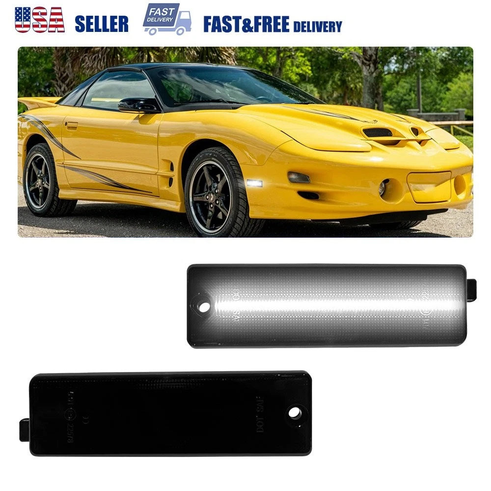 Smoked Lens White LED Rear Bumper Side Marker Lights for Chevy Camaro (1993–2002)