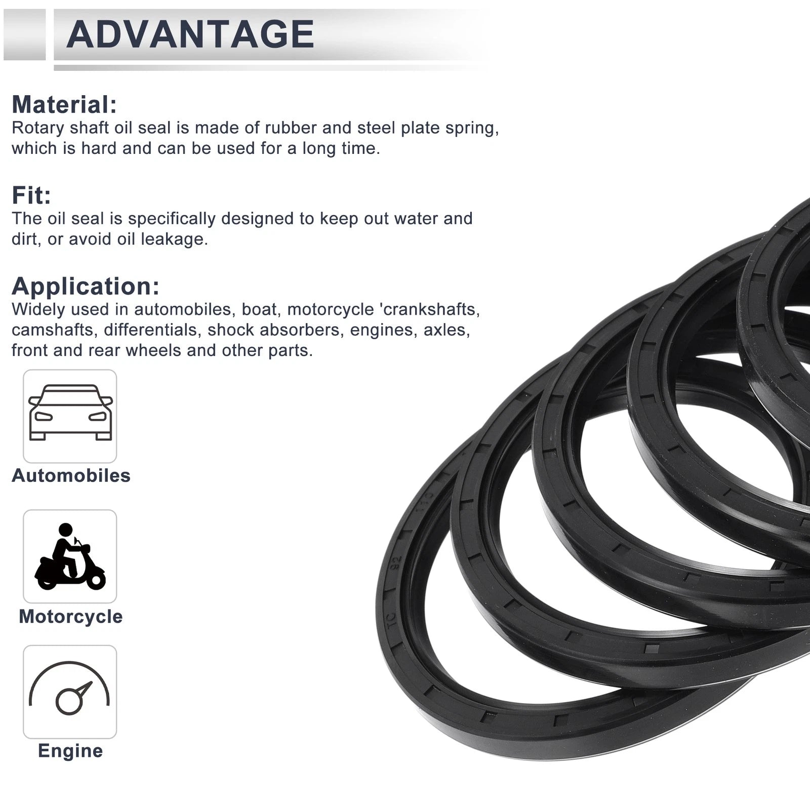 Set of 5 Oil Seal Rotary Shaft Seal Nitrile Rubber 92x110x10mm