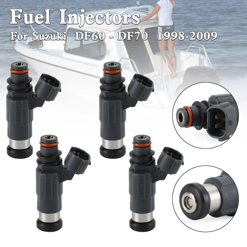 Set of 4 Fuel Injectors 15710-66D00 for Suzuki DF60-DF70 (1998–2009)