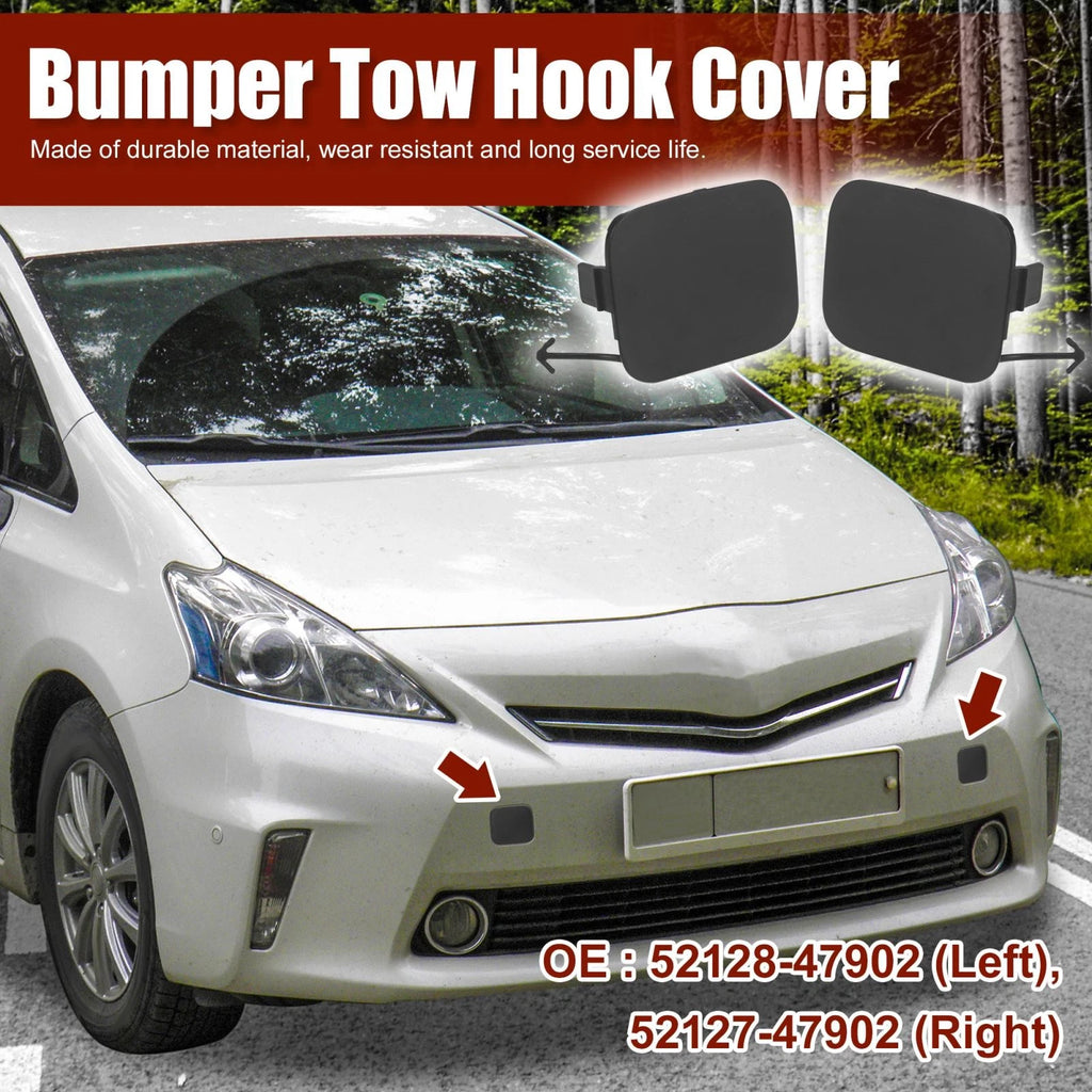 Pair Front Bumper Tow Hook Covers 52128-47902, 52127-47902 for Toyota Prius V (2012)