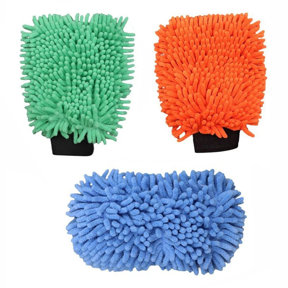 2X Chenille Microfiber Car Washing Gloves for Motorcycle (Washable)