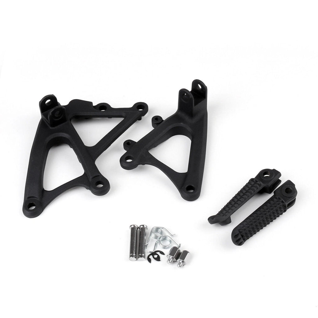 Set of 2 Front Rider Footrest Pegs Brackets for Yamaha YZF R1 (2009–2011) Black