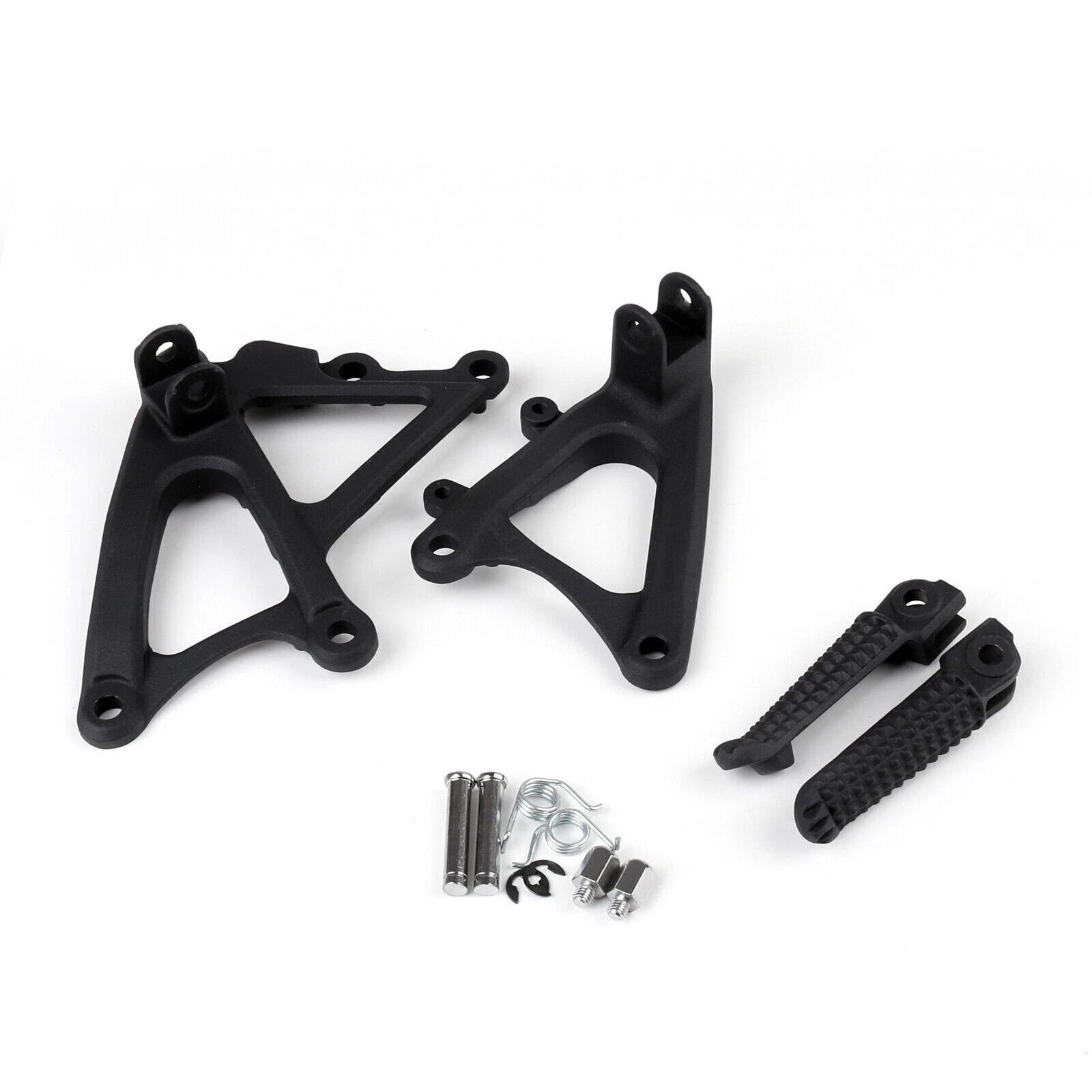 Set of 2 Front Rider Footrest Pegs Brackets for Yamaha YZF R1 (2009–2011) Black