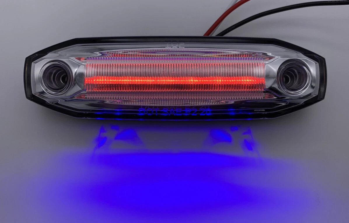 LED Marker Clearance Light w/ Blue Side Ditch for Red Clear Lens (5 Inch)