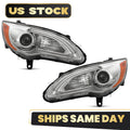 Halogen Headlight Set for Chrysler 200 (2011–2014) w/LED DRL Chrome Bezel