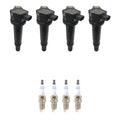 Set of 4 Ignition Coils & Spark Plugs for Kia Rio 1.6 L4 (2006–2011)