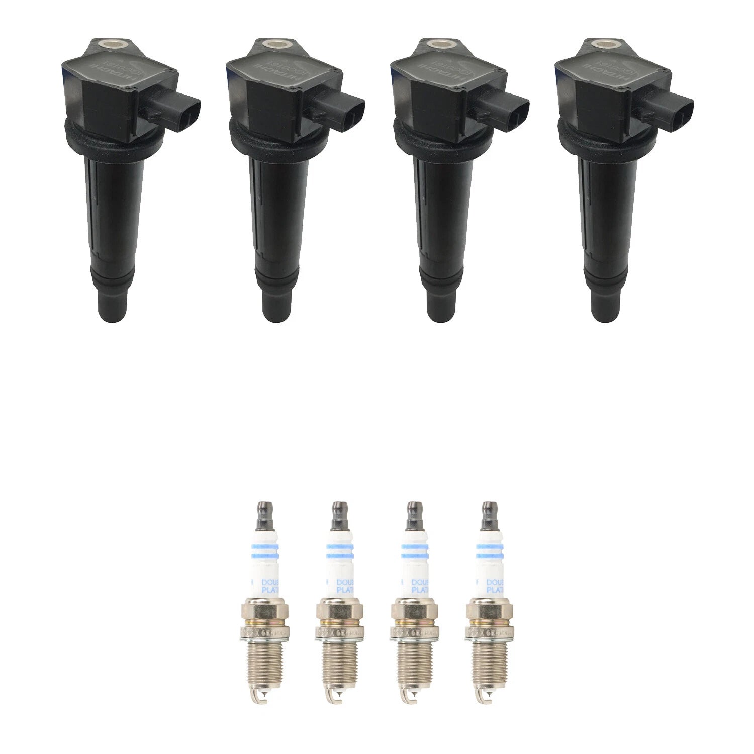 Set of 4 Ignition Coils & Spark Plugs for Kia Rio 1.6 L4 (2006–2011)