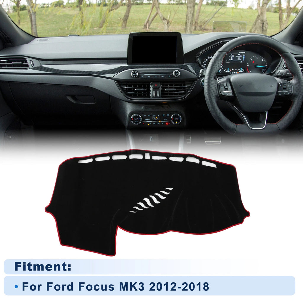 Dash Cover for Ford Focus MK3 (2012–2018) Polyester Black Red Edge Set