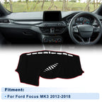 Dash Cover for Ford Focus MK3 (2012–2018) Polyester Black Red Edge Set