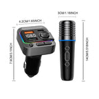 Bluetooth Karaoke Microphone FM Transmitter Charger for Universal Vehicles (12V-24V)