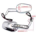 HTTMT Chrome Rear View Mirror with LED Light for Harley Davidson Softail