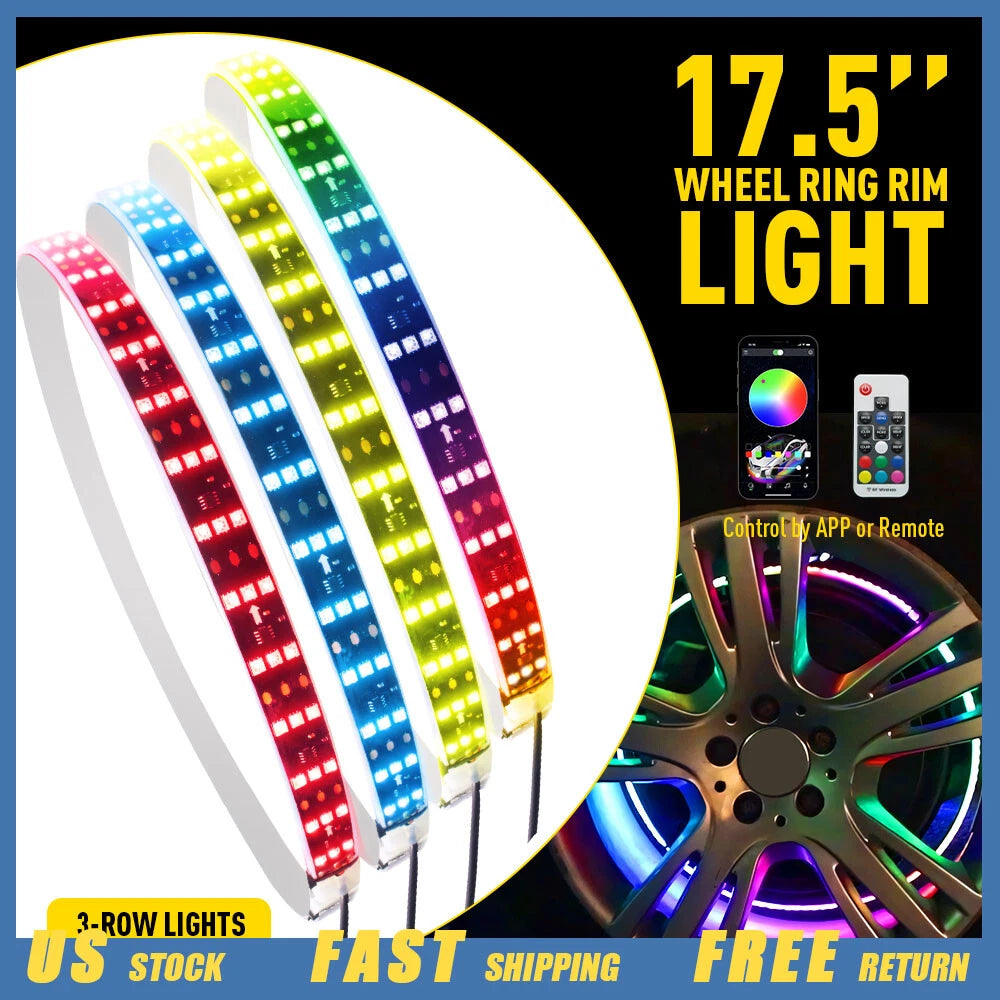 Set of 4 Multi-color RGB LED Wheel Rings for Car Truck