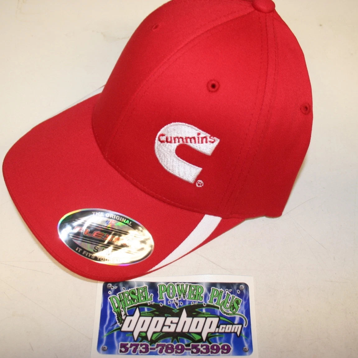 Cummins Fitted Flex Fit Hat Cap Red White S/M