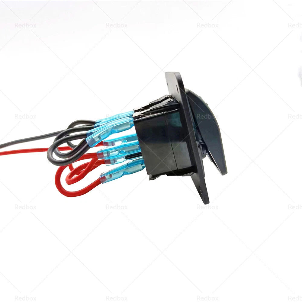 2 Gang Blue LED Rocker Switch Panel for Boat Car (Waterproof)