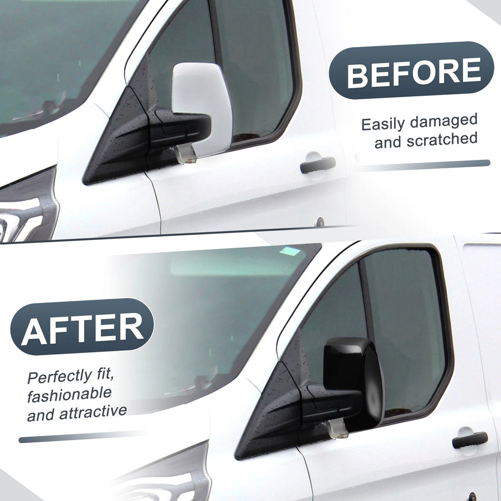 Left Rearview Mirror Cover Cap Gloss Black for Ford Transit Custom (2012–2023)