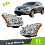 Set of 2 Headlight Assembly Halogen for Nissan Rogue (2008–2013)