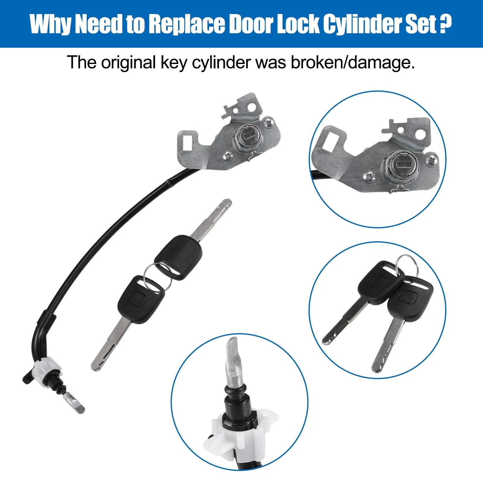 Set of 1 Car Door Lock Cylinder with Keys for Honda Fit (2009–2013) No.72185TF0G01