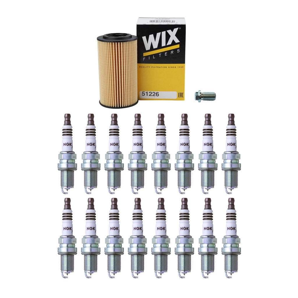 Wix Engine Oil Filter & NGK 16 Iridium IX Spark Plugs for Mercedes W210 E55 AMG (1998–2002)