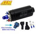 AEM 50-1005 Inline Fuel Pump 380LPH Bosch 044 Style + 8AN Inlet Fitting