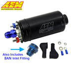 AEM 50-1005 Inline Fuel Pump 380LPH Bosch 044 Style + 8AN Inlet Fitting