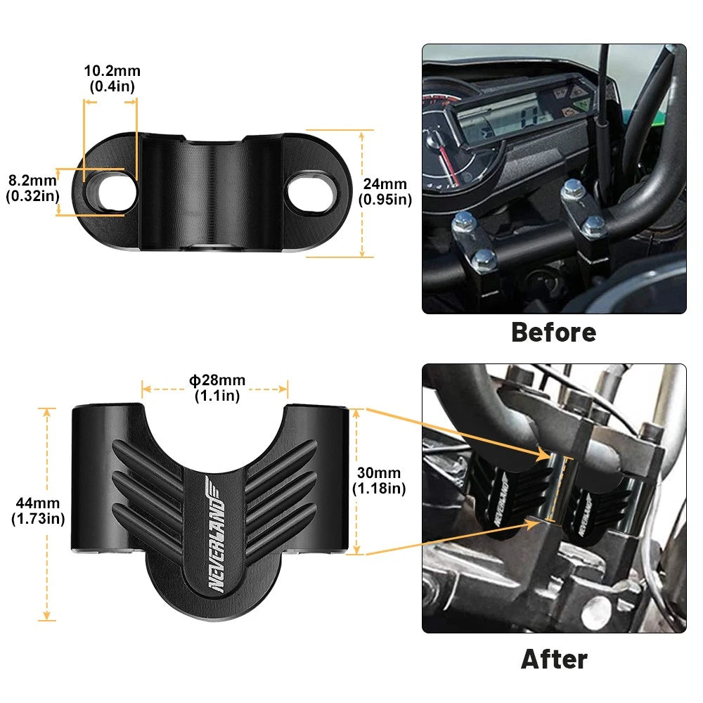 1 1/8" Handlebar Riser Clamp Kit for Fat Bar (30MM Height)