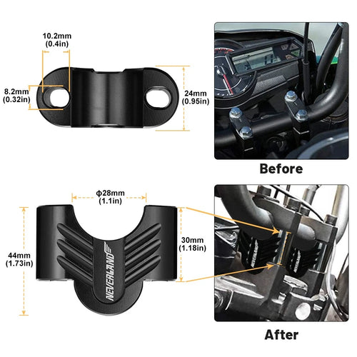 1 1/8" Handlebar Riser Clamp Kit for Fat Bar (30MM Height)