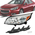 Halogen Headlight Driver Side for Chevy Malibu (2013–2015) Chrome Housing