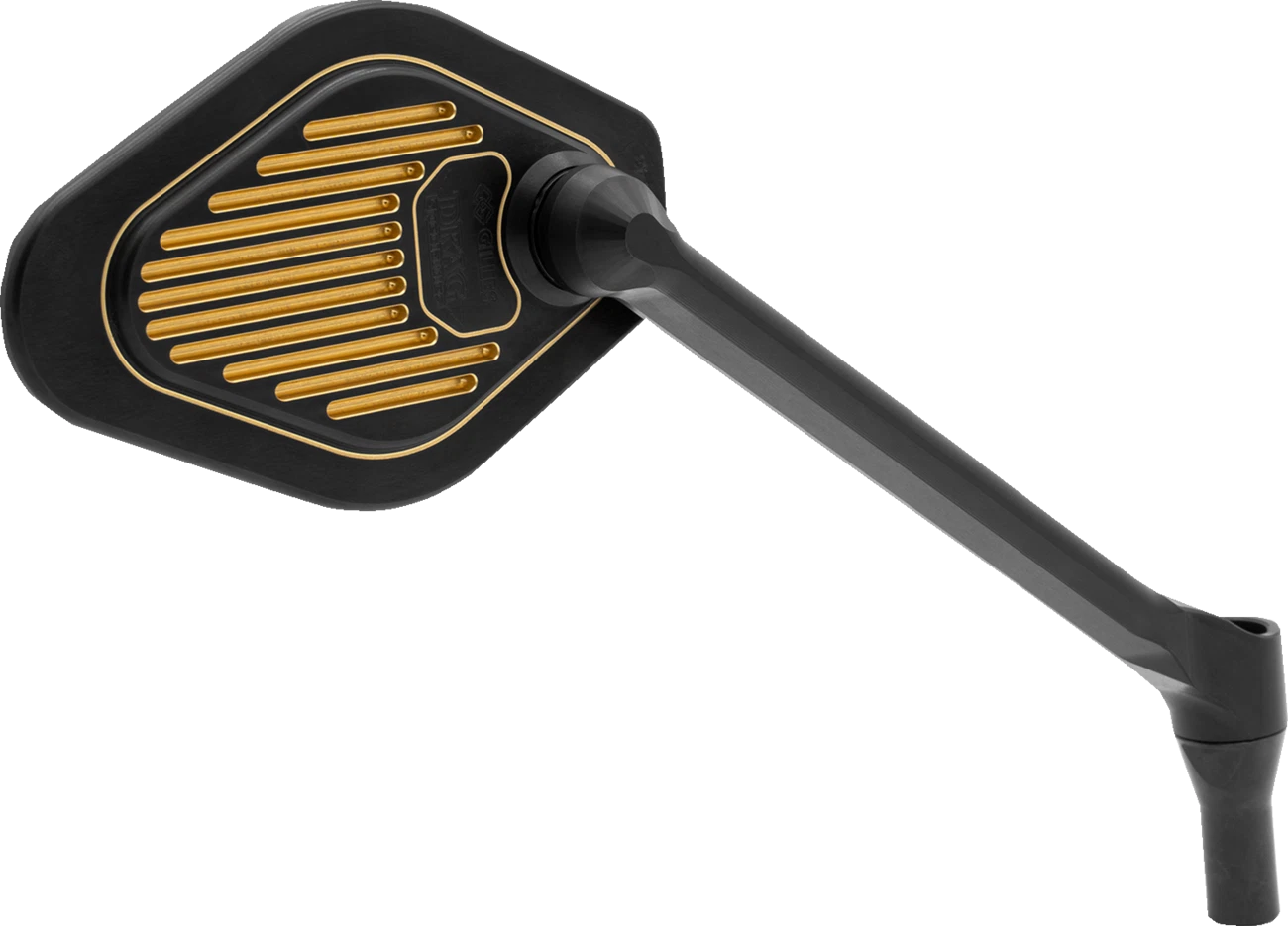 Adjustable Mirror for Drag Specialties (Right, Black/Gold, Long Stem)