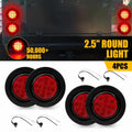 Set of 4 DOT Round Red LED Trailer Side Marker Lights for Truck