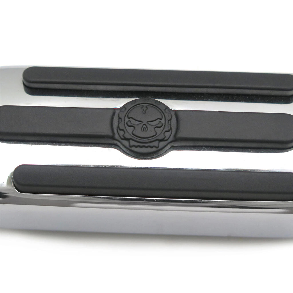 Chrome Groove Skull Foot Pegs for Harley Sportster (4.5", 1.25")
