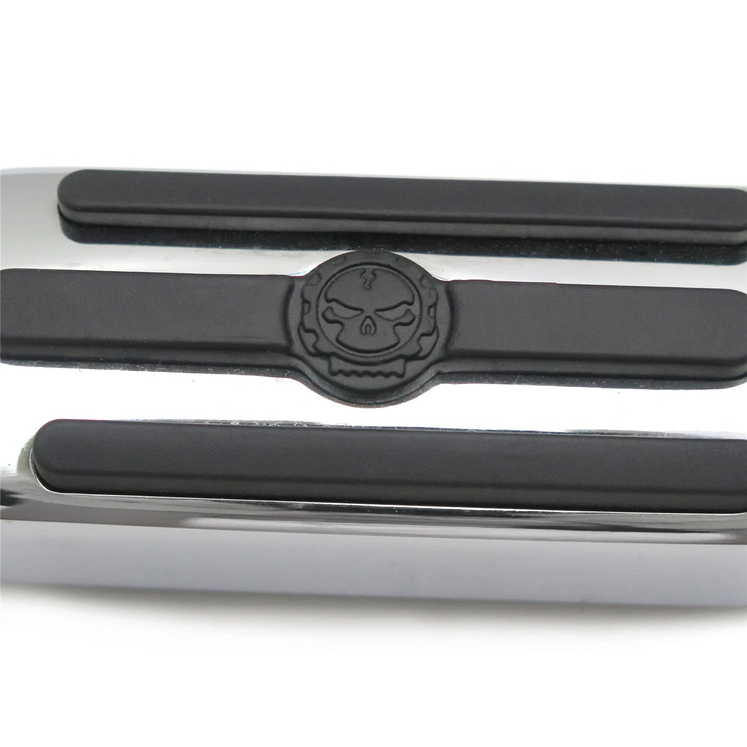 Chrome Groove Skull Foot Pegs for Harley Sportster (4.5", 1.25")