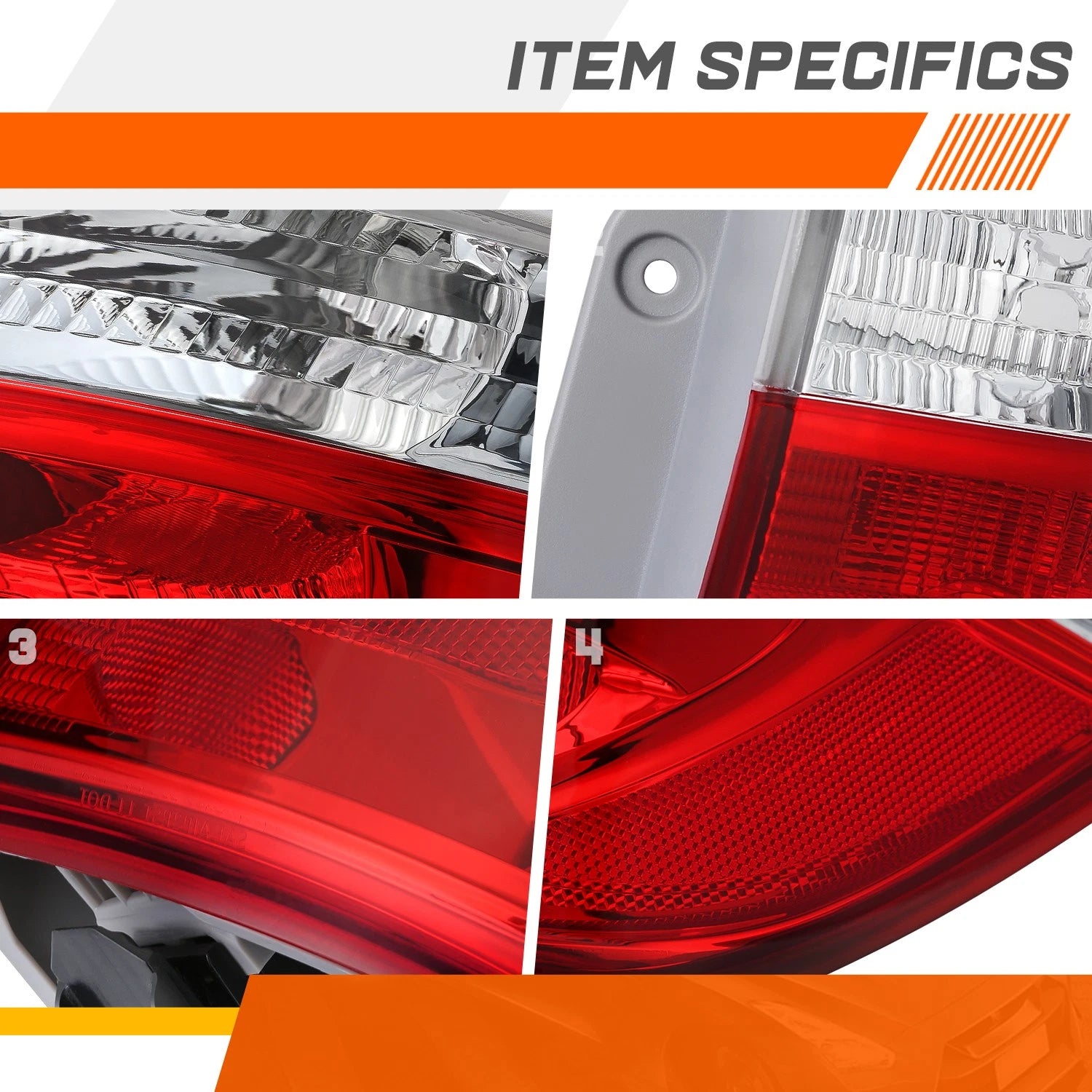 Passenger Side Chrome Red Outer Brake Taillight for Dodge Durango (2011–2013)