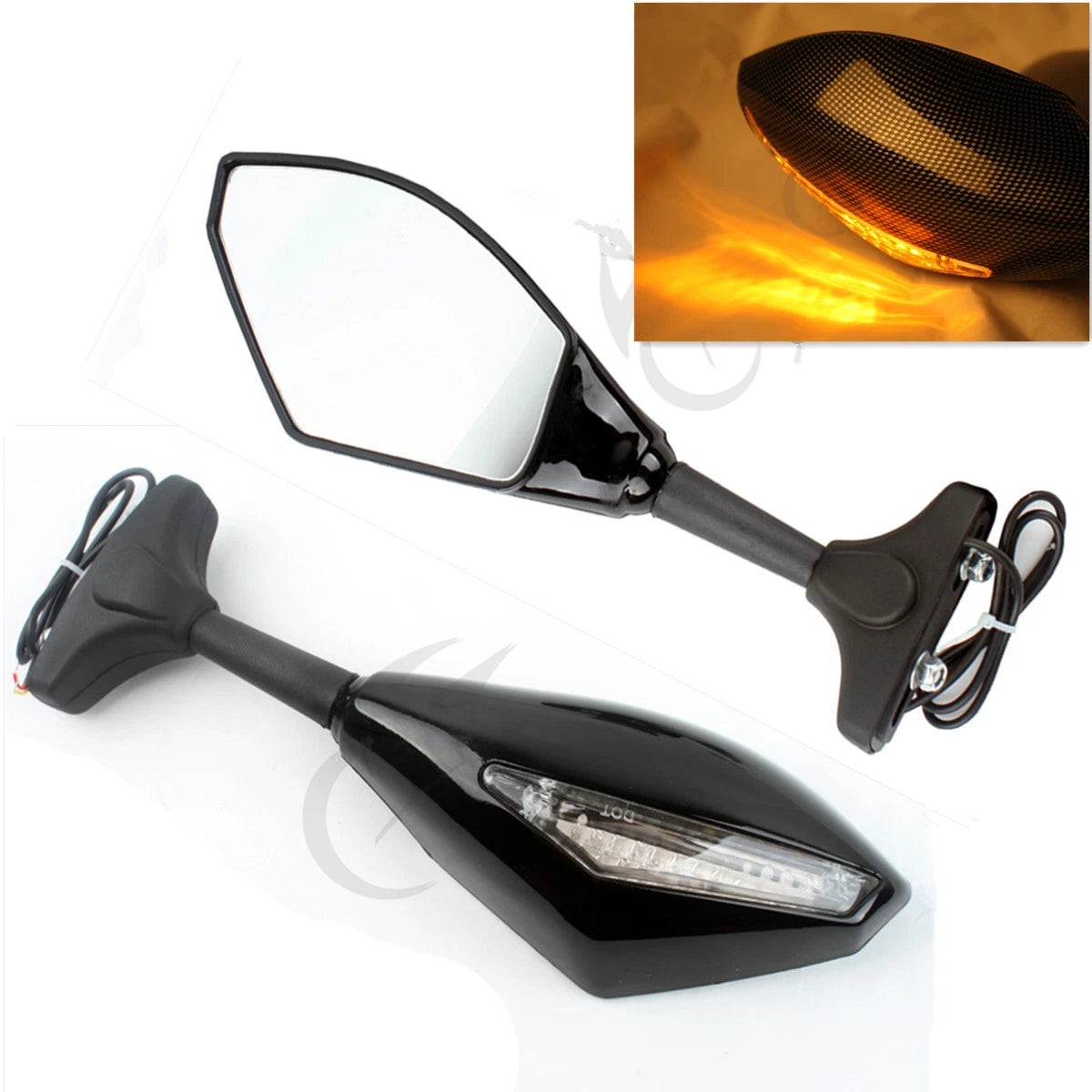 Left Right Rear View Mirror with LED Turn Signal for Honda CBR600F4i (2001–2007)