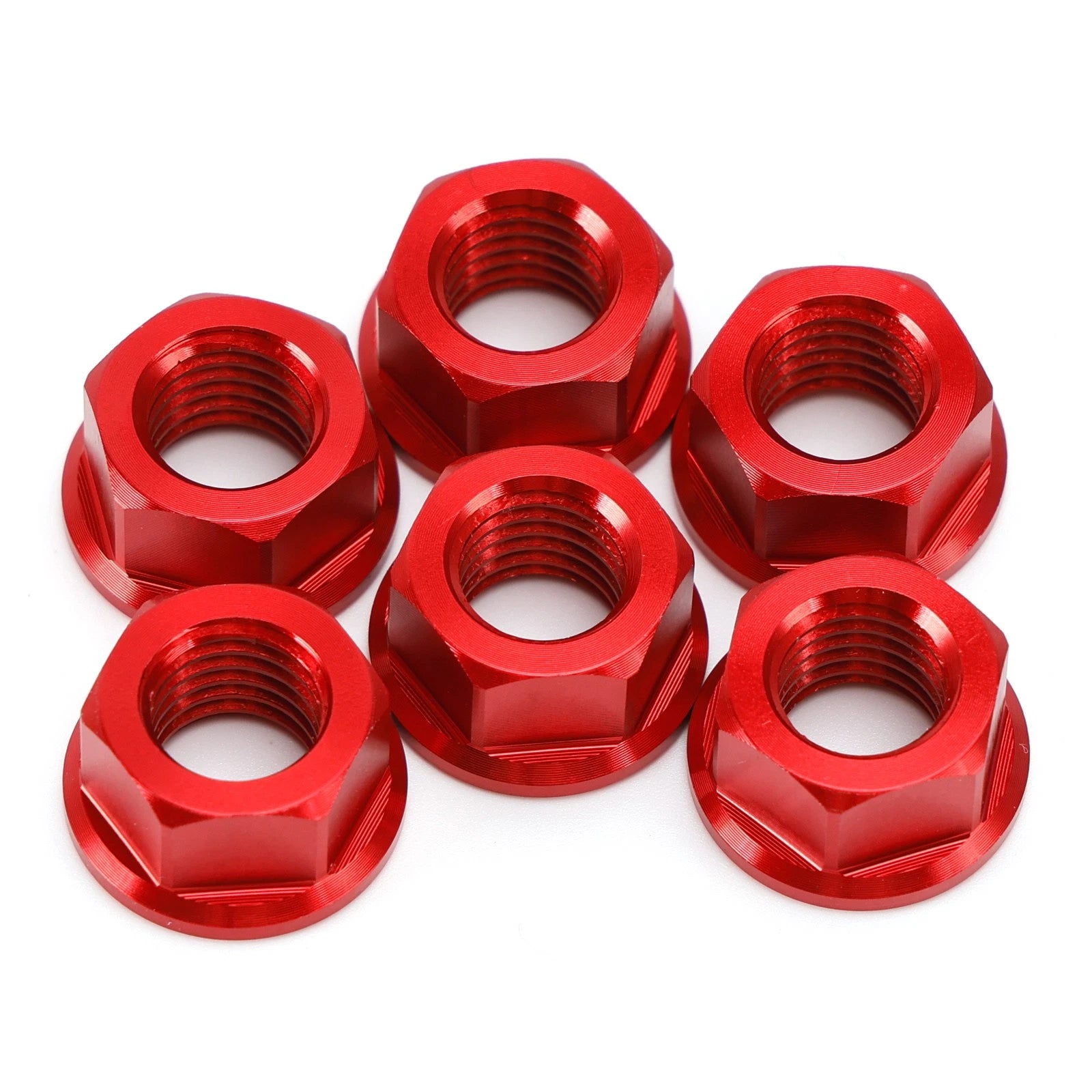 6 Pack Aluminum Rear Sprocket Flange Nuts M10X1.5mm Red for Motorcycle