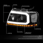 LED DRL Sequential Signal Projector Headlights for Ford F150 (2004–2008)