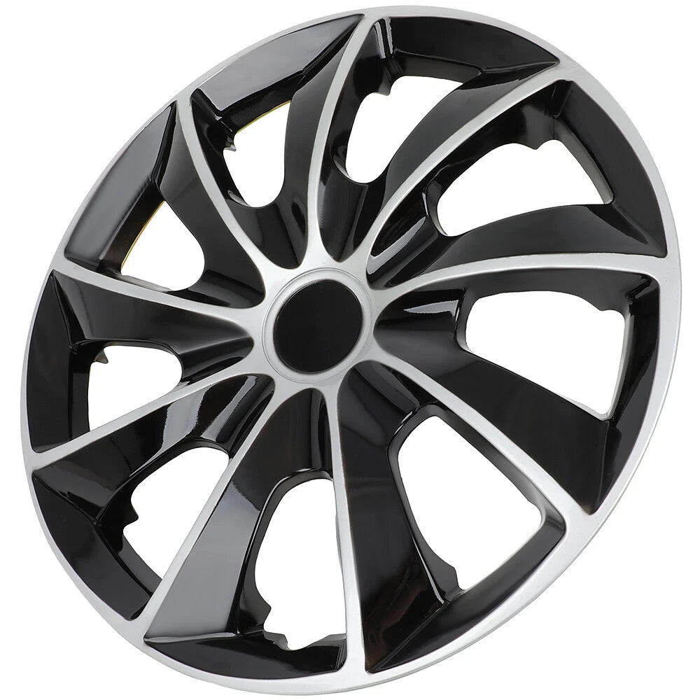 Set of 4 Wheel Hub Caps for All Makes Models (16") Black & Silver