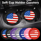 Colored American Flag Car Cup Holder Coaster Insert for 4 Packs (—)
