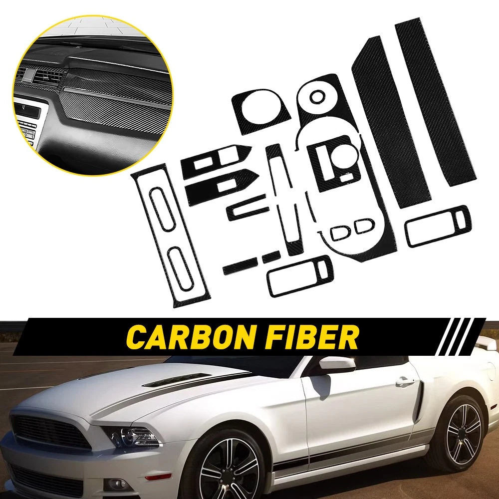 21Pcs Carbon Fiber Interior Trim Kit for Ford Mustang (2009–2013)