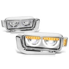 Full LED Wide Angle Side Marker Headlight Chrome for Peterbilt 359 379 389 (1981–2021)