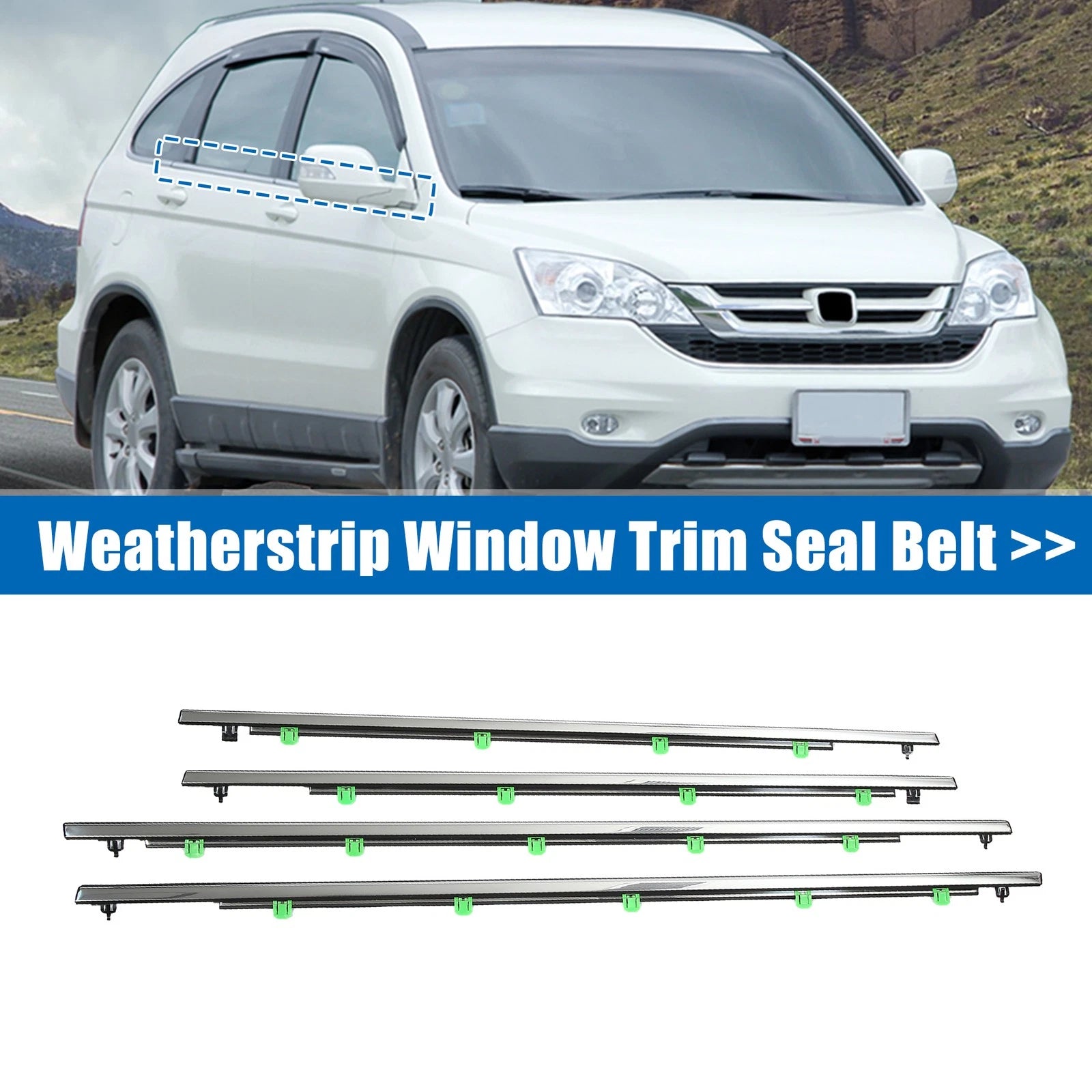 Set of 4 Weatherstrip Window Trim Seal Belts for Honda CR-V (2007–2011)