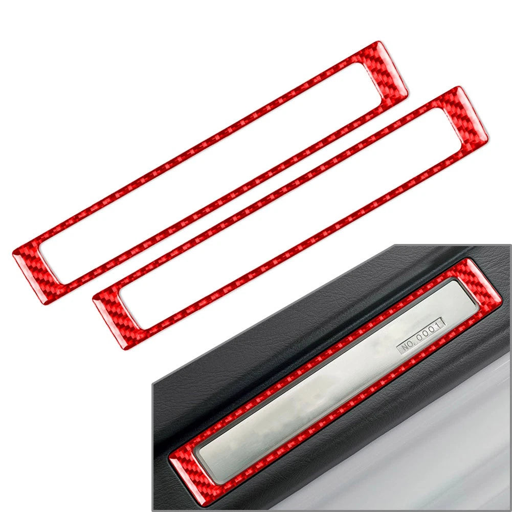 Interior Door Sill Accent Cover Trim for Honda S2000 (2004–2009) Carbon Fiber Red