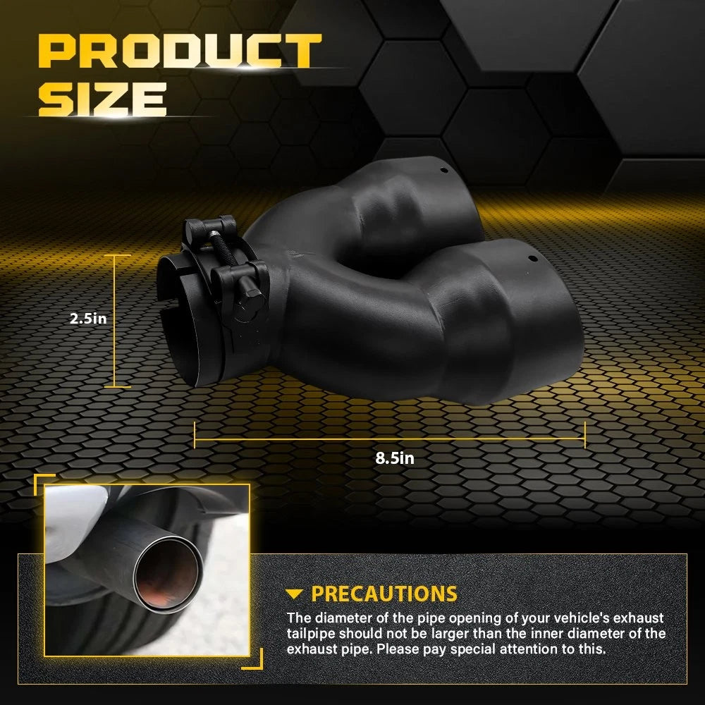 2X Dual Pipe Exhaust Tip 2.5" OD 7" Outlet 8.5" Long