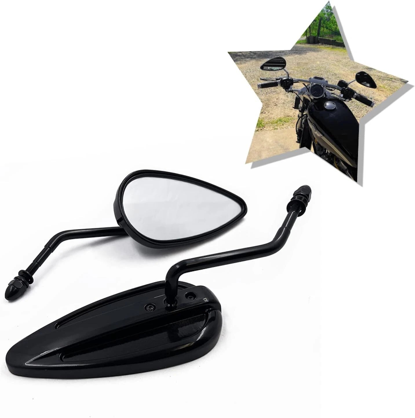8mm Teardrop Mirror for Harley Davidson Sportster, Low Glide, Softail
