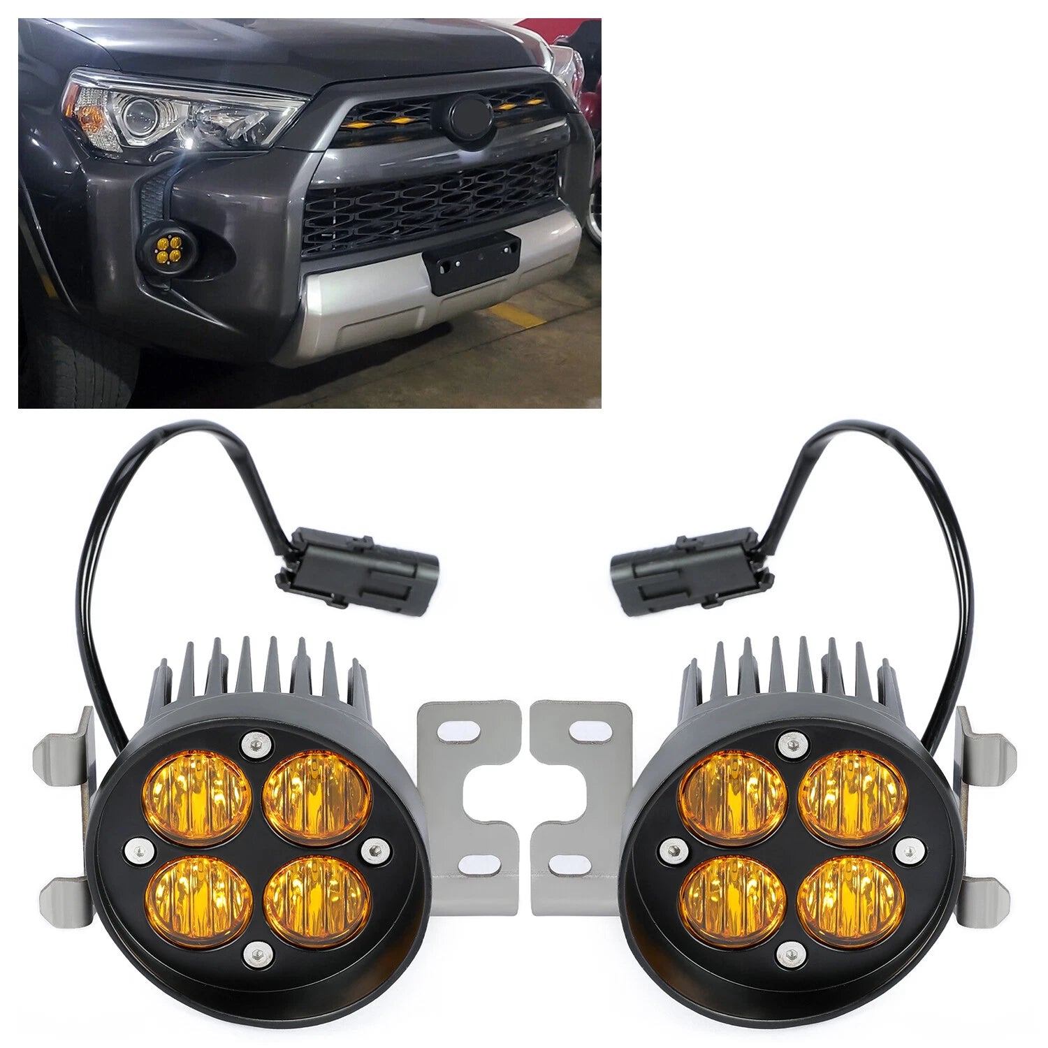 2X LED Fog Lights Amber for Toyota Tacoma 4Runner Tundra (2010–2023)
