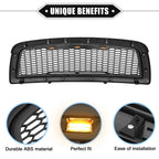 Front Grille Assembly with LED Lights for Dodge Ram 3500 (2010) Matte Black